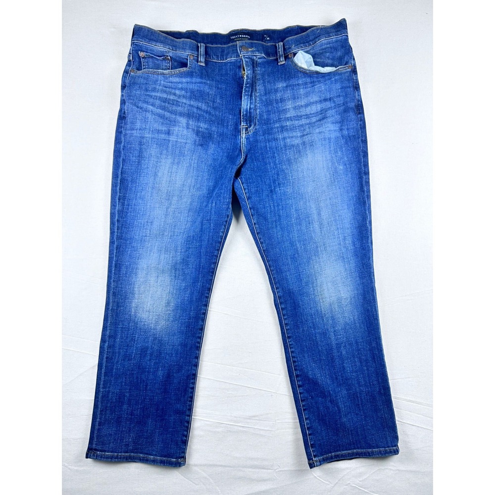 Lucky Brand Mens 44/30 Blue Medium Wash Straight Leg Denim Jeans 44 x 30